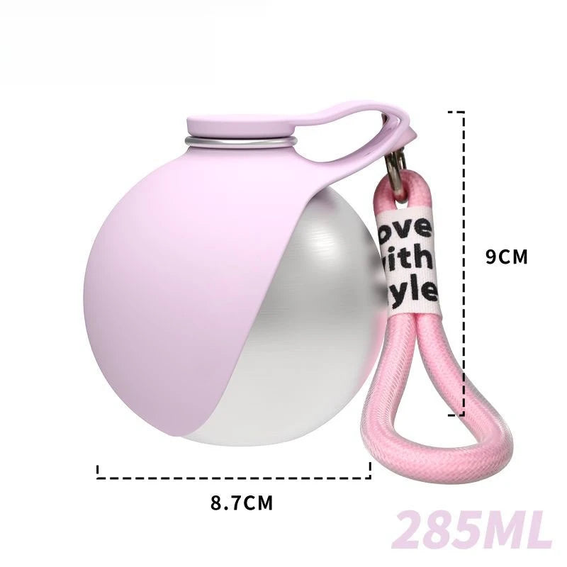 Stainless Steel Dog Water Bottle with Removable Silicone Bowl 285ml